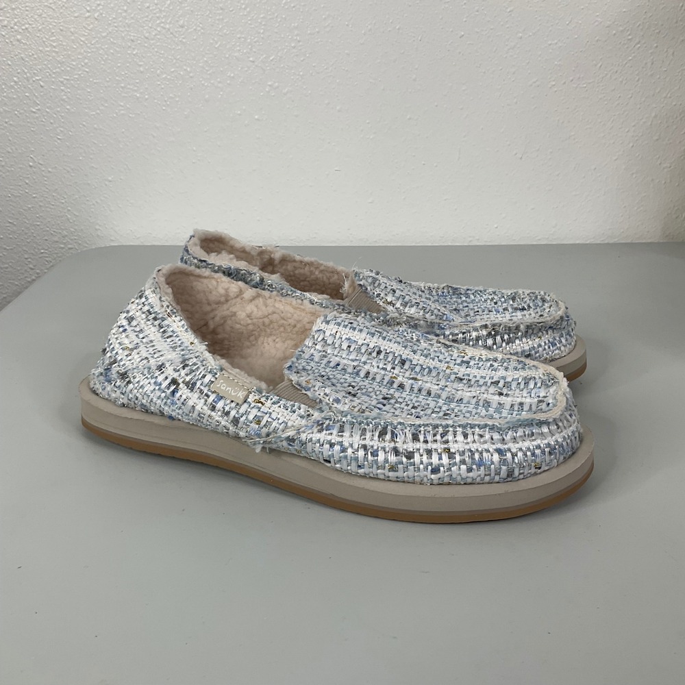 Sanuk Donna Tweed Sherpa Lined Slip On Shoes Size 7‎